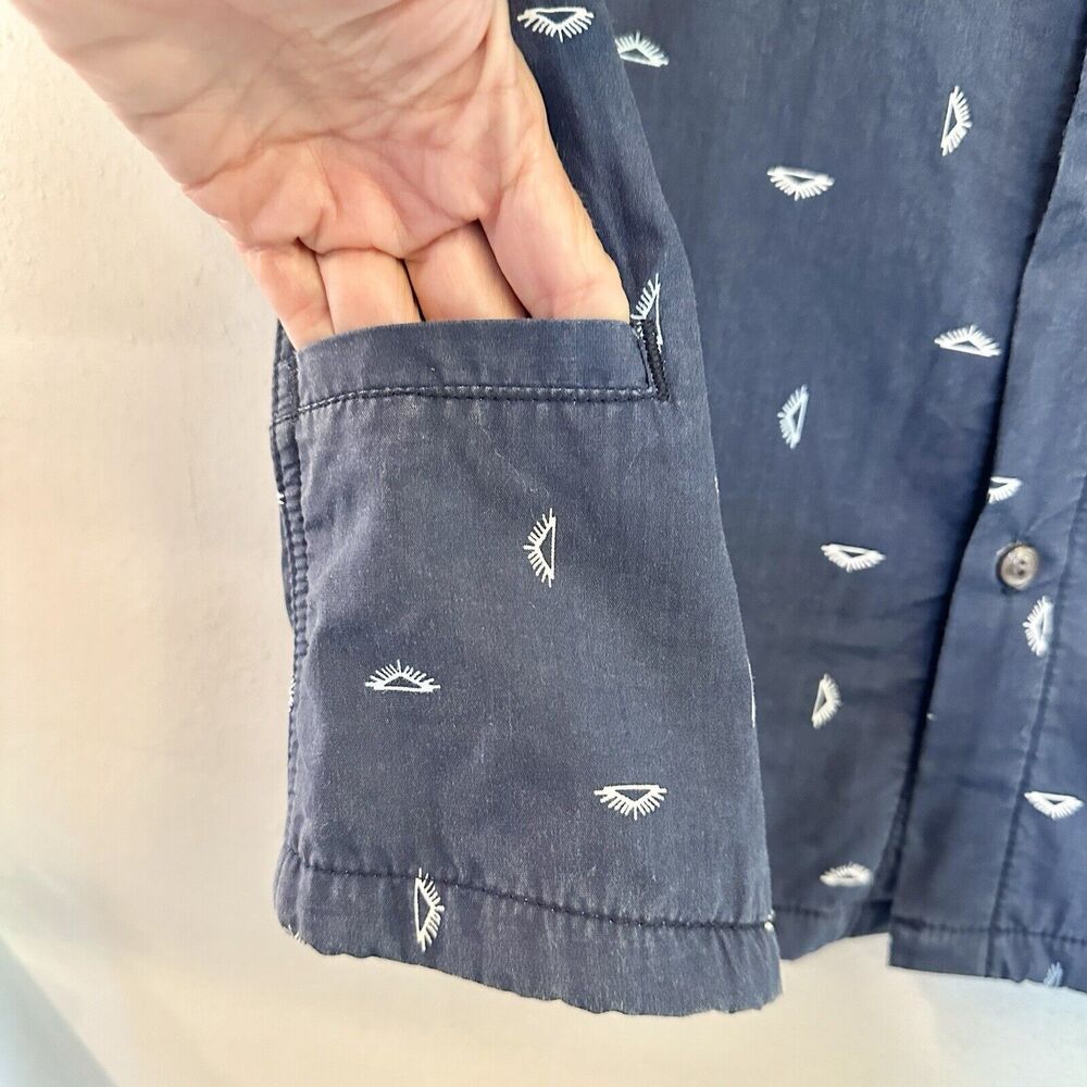 California Cowboy High Water Fleece Lined Short Sleeve Button Shirt Blue Print L - Picture 6 of 16